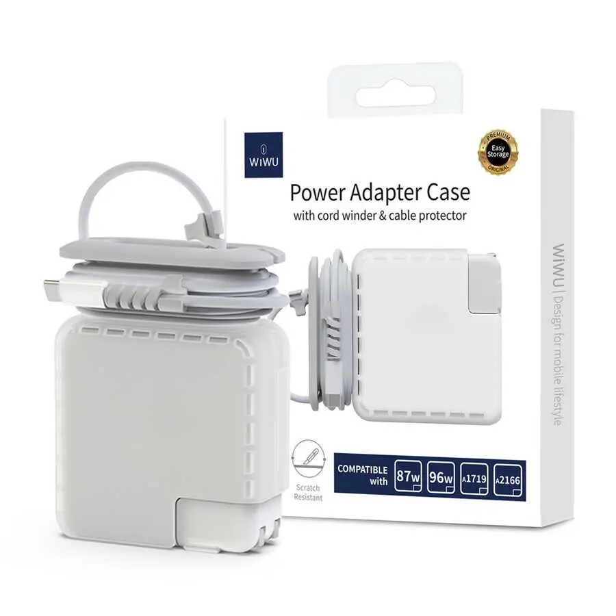 Wiwu 61W Power Adaptör Kılıfı, Kablo Sarma Aparatlı - Beyaz