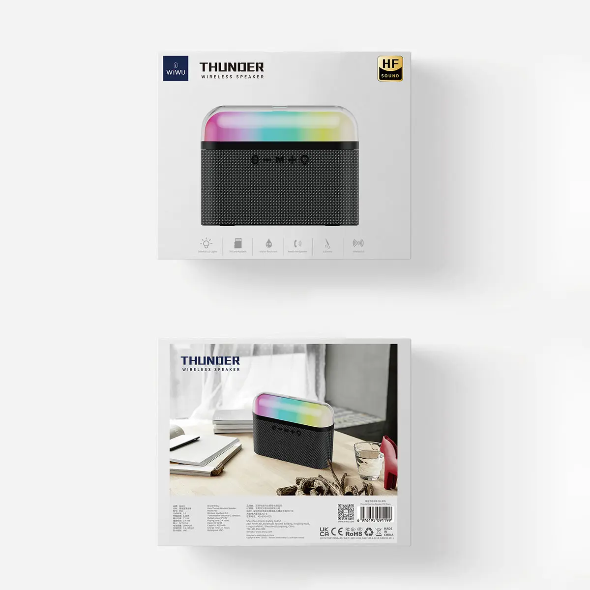Wiwu P60 Thunder Bluetooth Hoparlör, RGB LED Işıklı ve 3000 mAh