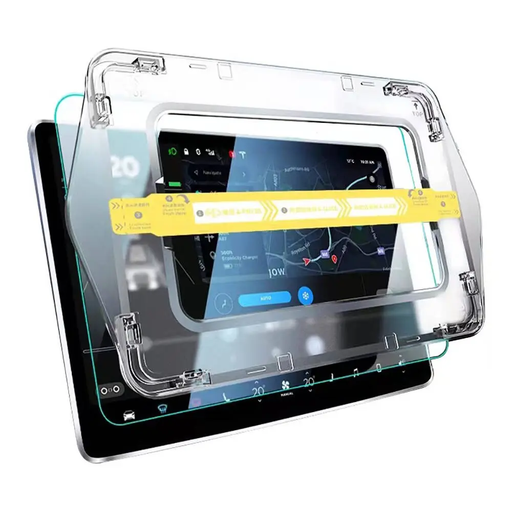Tesla Model X Multimedya Ekran Koruyucu, AR Oleofobik Temperli Cam - Zore Premium