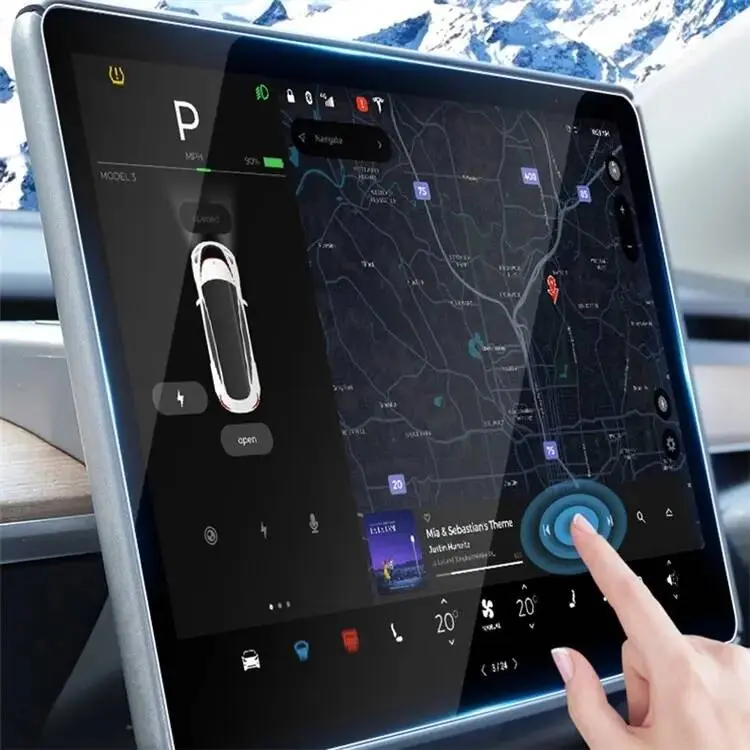 Tesla Model Y Multimedya Temperli Cam Ekran Koruyucu - Zore