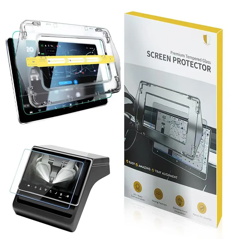 Tesla Model Y Multimedya Ekran Koruyucu, 2'si 1 Arada Mat Temperli Cam - Zore Premium