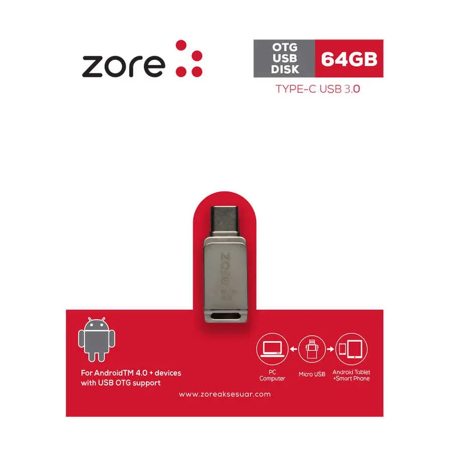 Zore 3.0 Type-C Metal OTG Flash Bellek, 64 GB