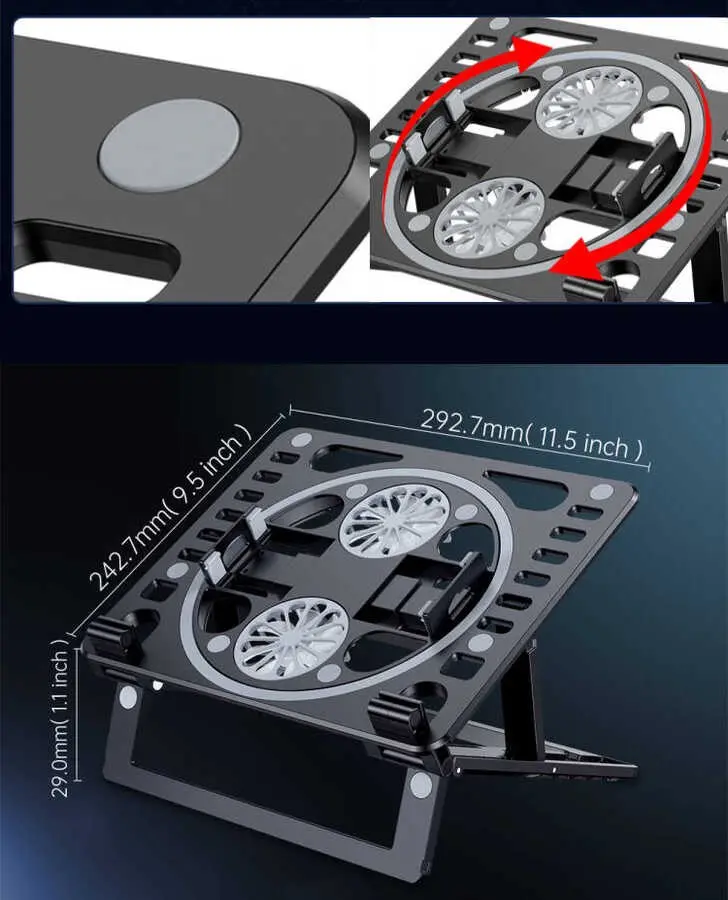 Zore HZ-01 Fanlı Laptop Standı, 6 Açılı ve Sessiz Soğutma