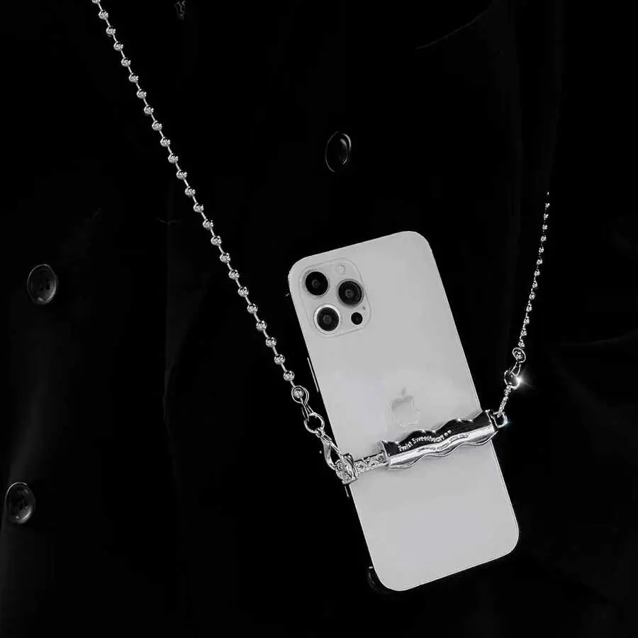 Zore İP03 Cep Telefonu Boyun Askısı, Metal Zincir ve Klipsli