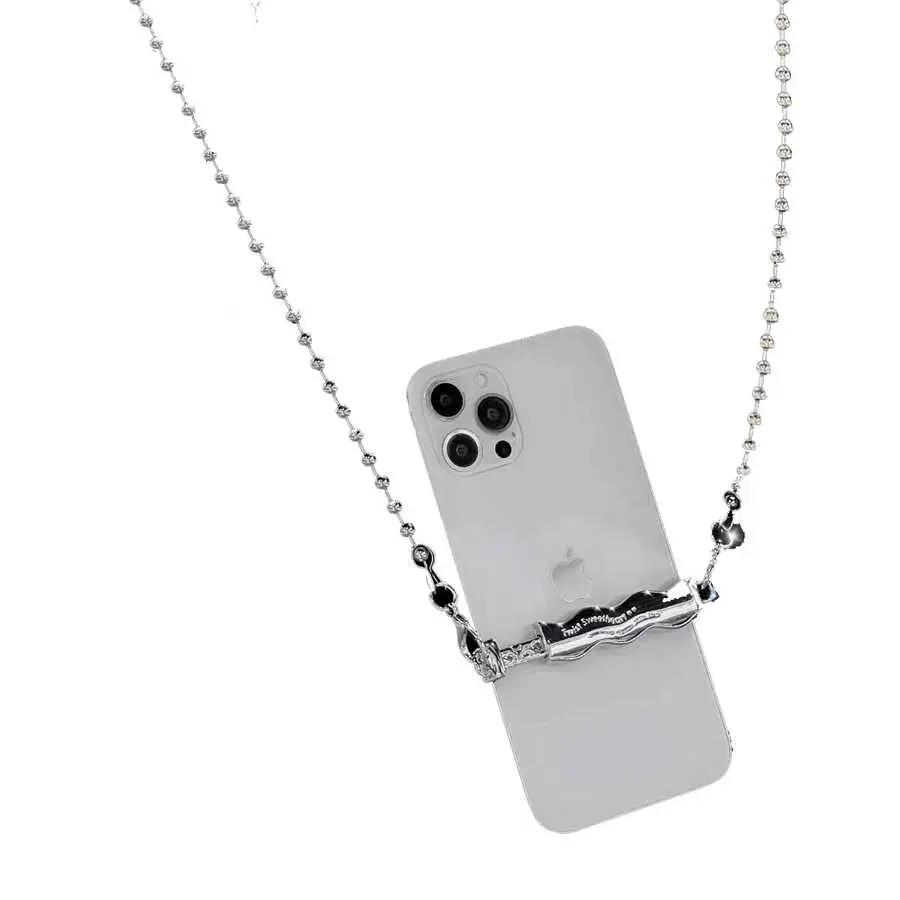 Zore İP03 Cep Telefonu Boyun Askısı, Metal Zincir ve Klipsli
